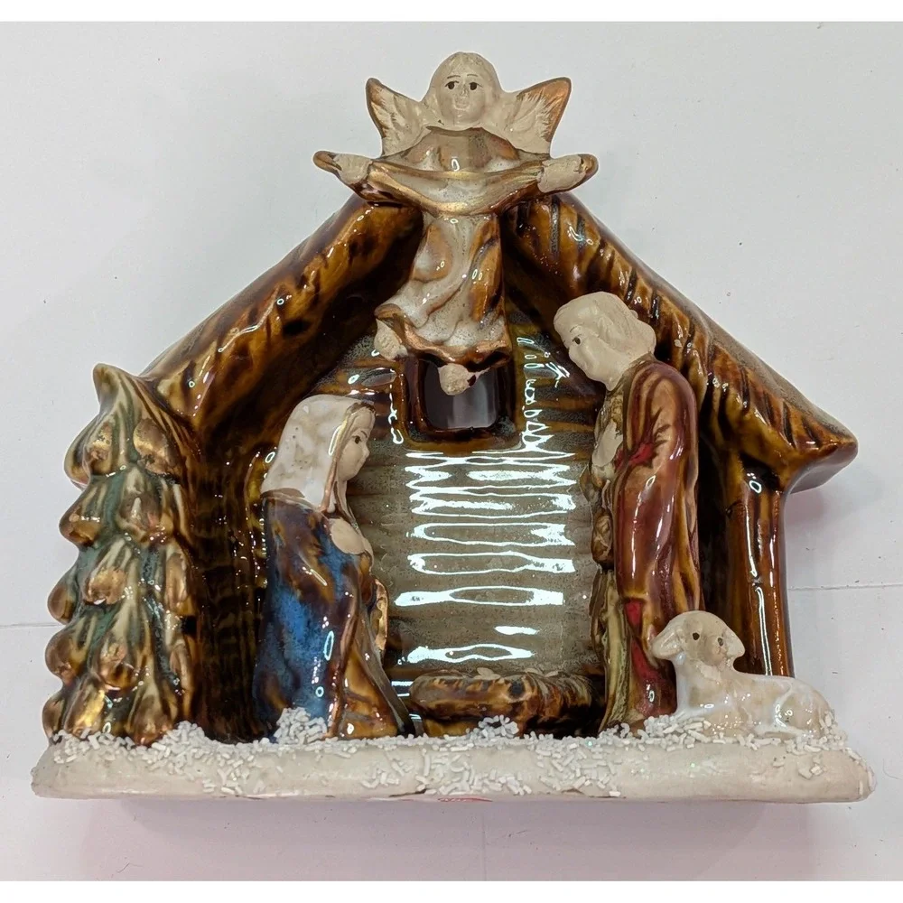 Nativity Scene Figurine Unisex OS Brown Good Glazed Ceramic Angel